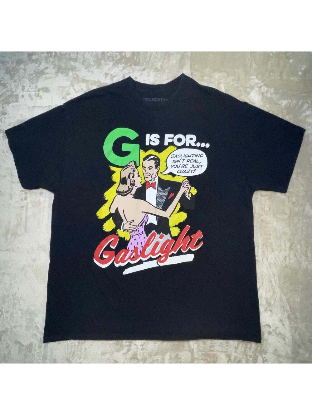 GoodShirts Unisex "G is for Gaslight" Tee Shirt in Black Size XL
